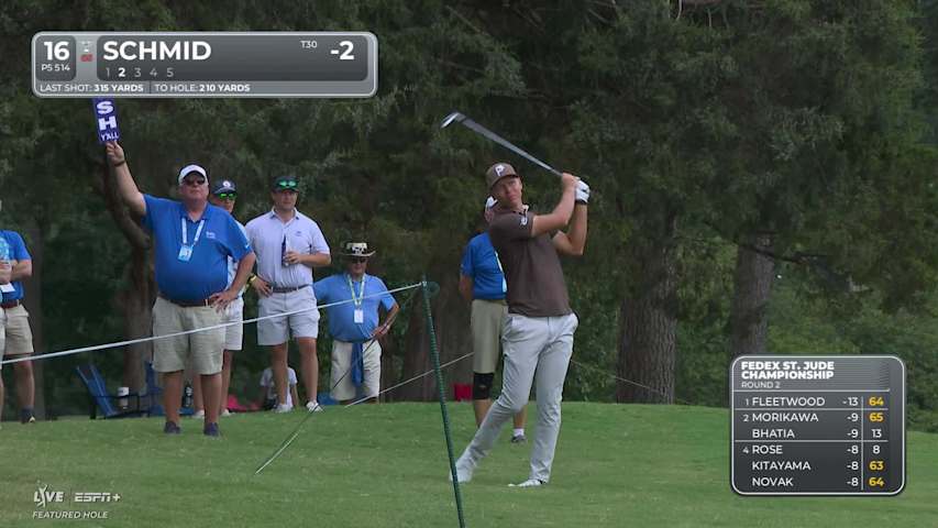 Matti Schmid makes birdie on No. 16 at FedEx St. Jude