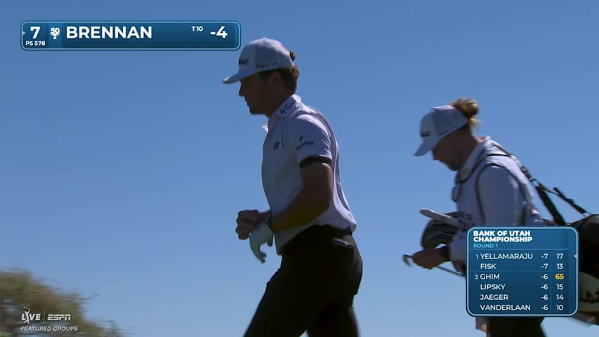 Michael Brennan sinks 1-foot putt for birdie on No. 7 at Bank of Utah