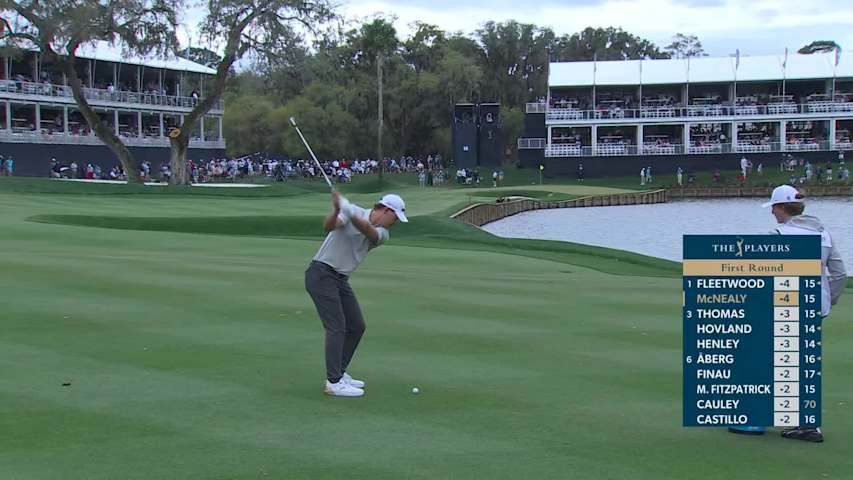 Maverick McNealy taps in from 3 feet for birdie on No. 16 at THE PLAYERS