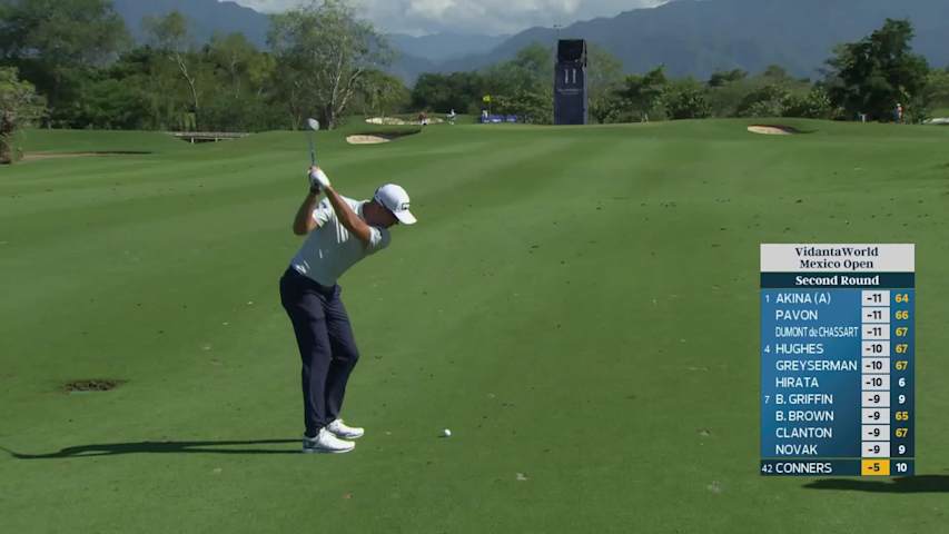 Corey Conners gets up-and-down from 137 yards for birdie on No. 11 at Mexico Open