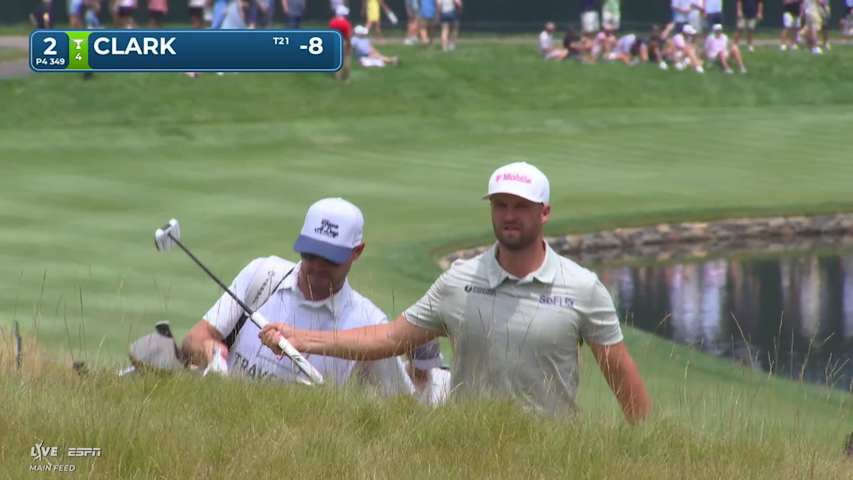 Wyndham Clark drains 10-foot birdie putt on No. 2 at Travelers