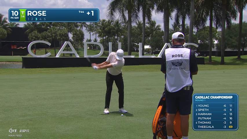 Justin Rose gets up-and-down from 113 yards for birdie on No. 10 at Cadillac