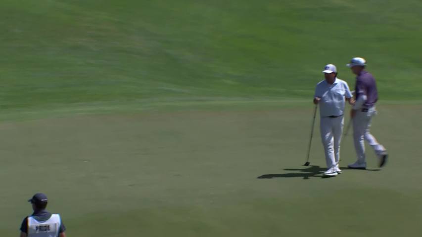 Jason Caron makes birdie putt on No. 17 at James Hardie