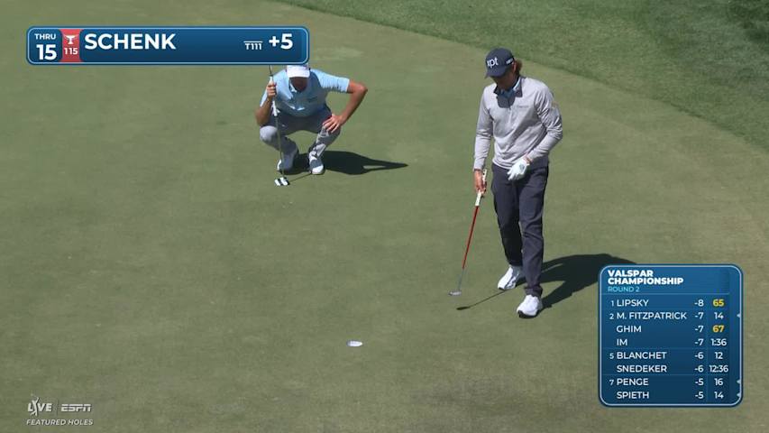Adam Schenk holes out 26-foot birdie putt on No. 15 at Valspar