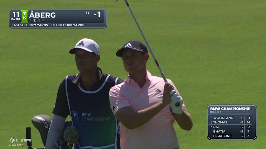 Ludvig Åberg's 101-yard approach sets up birdie on No. 11 at BMW Championship