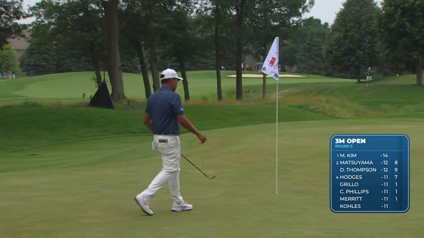 Kevin Yu holes 26-foot greenside shot for birdie on No. 5 at 3M Open