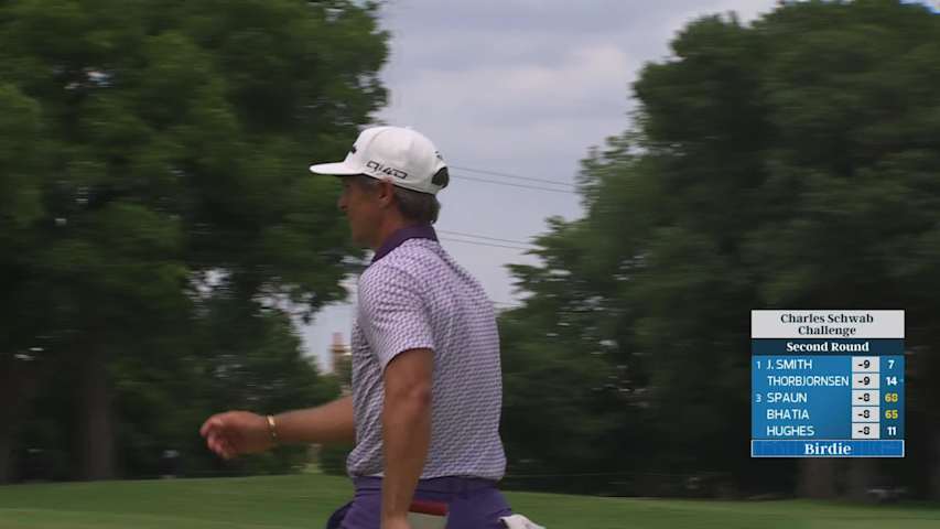 Thorbjørn Olesen sinks 23-foot birdie putt on No. 12 at Charles Schwab