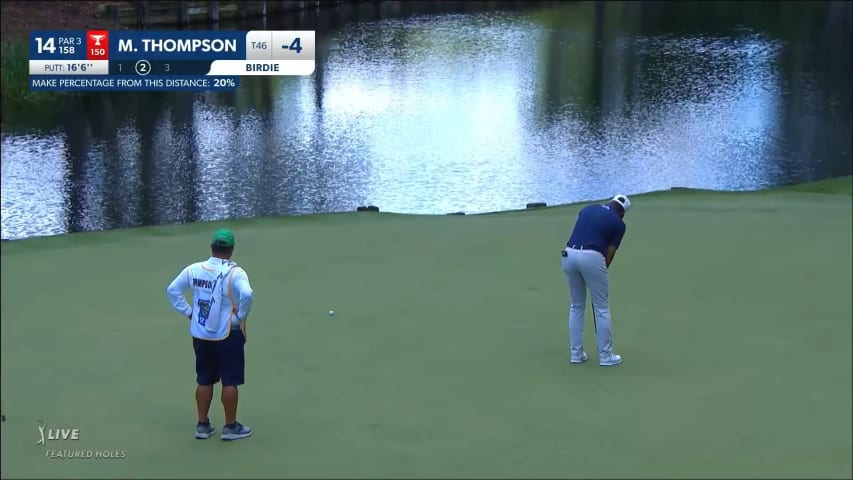 Michael Thompson holes 16-footer for birdie at RBC Heritage