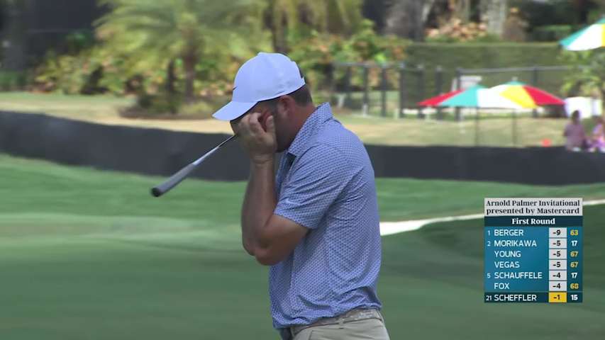 Scottie Scheffler taps in from 2 inches for birdie on No. 16 at Arnold Palmer