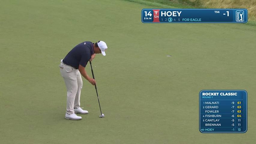 Rico Hoey drains 16-foot eagle putt on No. 14 at Rocket Classic