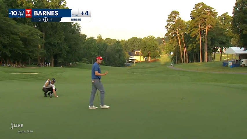 Ricky Barnes sinks a 21-footer for birdie at Wyndham