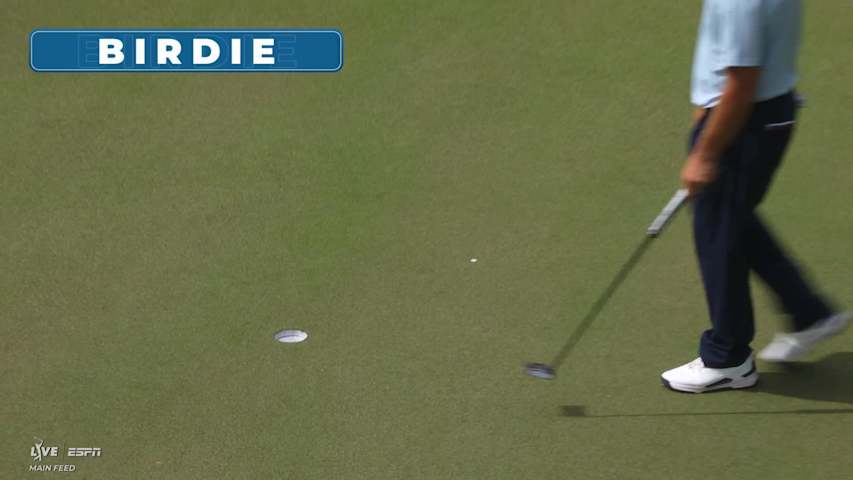 Tommy Fleetwood sinks 17-foot birdie putt on No. 14 at RBC Heritage