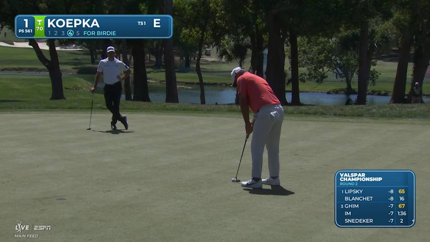 Brooks Koepka sinks 9-foot birdie putt on No. 1 at Valspar