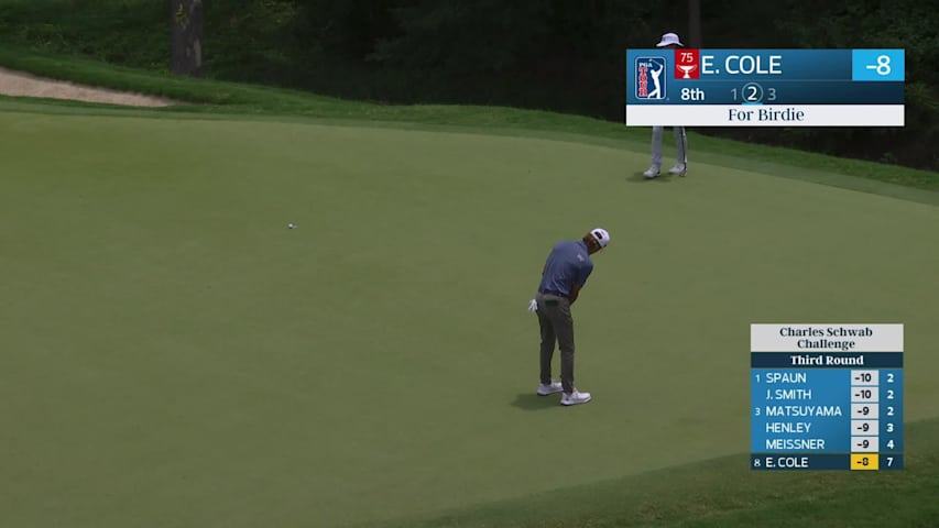 Eric Cole sinks 21-foot birdie putt on No. 8 at Charles Schwab