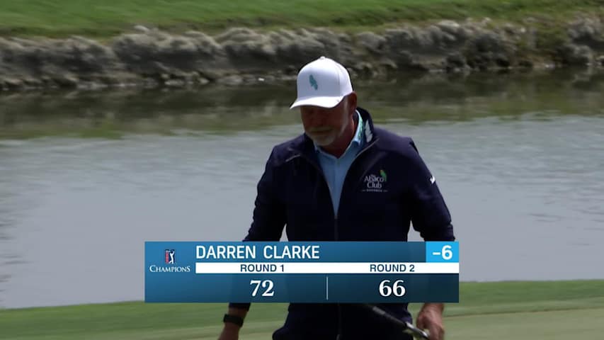 Darren Clarke makes birdie on No. 18 at Galleri Classic