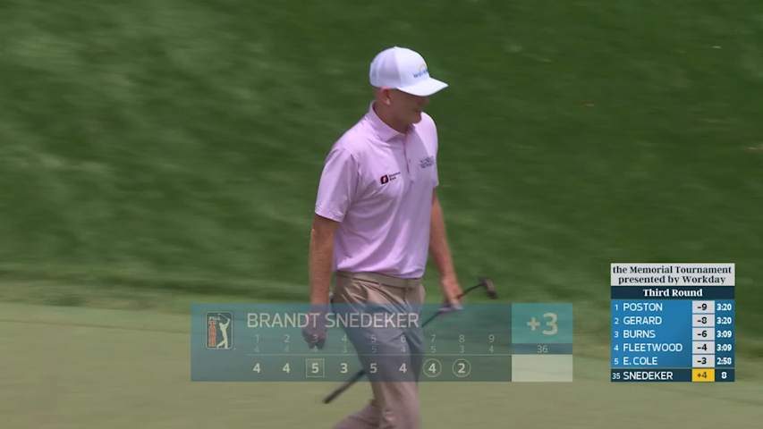 Brandt Snedeker hits tee shot to 7 feet, sets up birdie on No. 8 at the Memorial