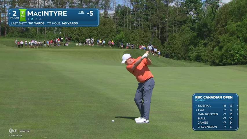 Robert MacIntyre sinks 31-foot birdie putt on No. 2 at RBC Canadian