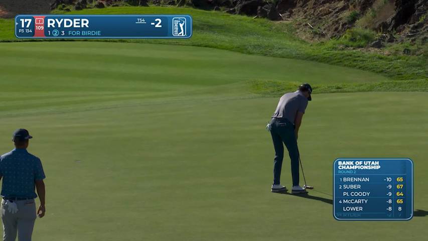 Sam Ryder sinks 15-foot birdie putt on No. 17 at Bank of Utah