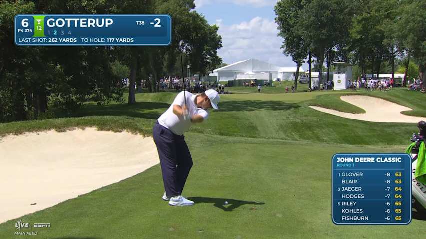 Chris Gotterup's 117-yard approach sets up birdie on No. 6 at John Deere