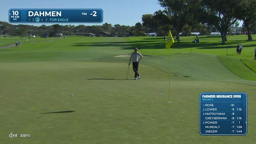 Joel Dahmen makes eagle putt on No. 10 at Farmers