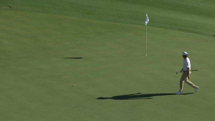 Max Greyserman sinks 2-foot putt for birdie on No. 14 at Bank of Utah