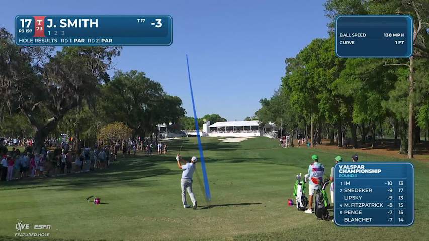 Jordan L Smith hits 200-yard drive to 10 feet, sets up birdie on No. 17 at Valspar