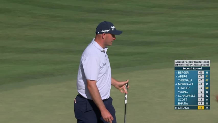 Sepp Straka buries 21-foot birdie putt on No. 14 at Arnold Palmer