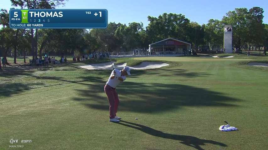 Justin Thomas hits 61-yard approach to 4 feet, sets up birdie on No. 5 at Valspar