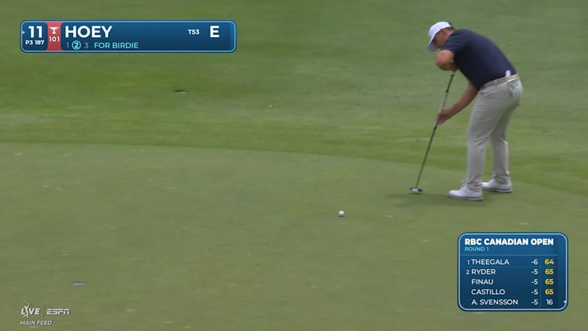 Rico Hoey hits tee shot to 14 feet, sets up birdie on No. 11 at RBC Canadian