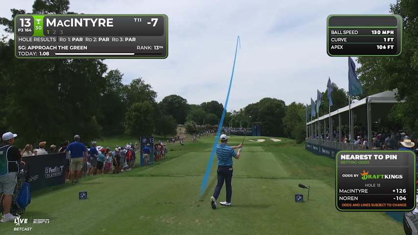 Robert MacIntyre sinks 23-foot birdie putt on No. 13 at BMW Championship