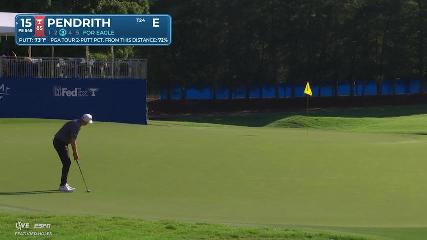 Taylor Pendrith drains 2-foot putt for birdie on No. 15 at Wyndham