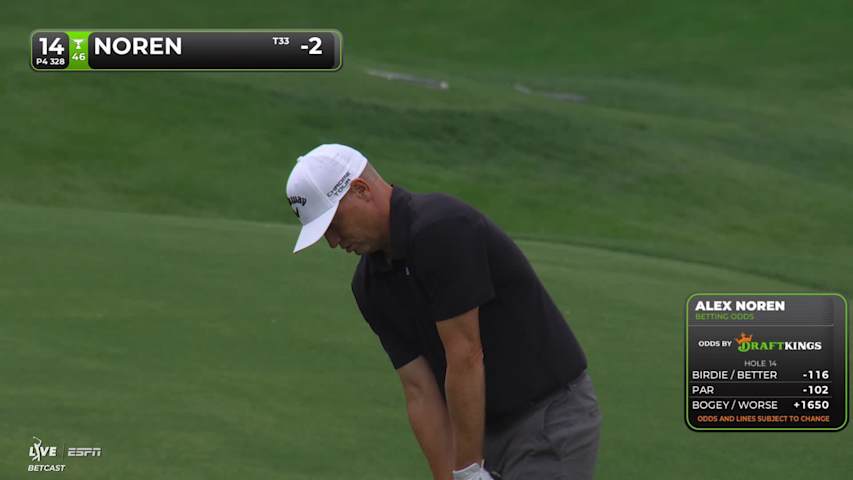 Alex Noren sinks 17-foot birdie putt on No. 14 at Truist Championship