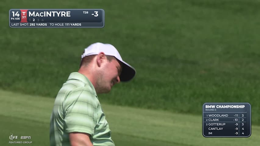 Robert MacIntyre's 112-yard approach sets up birdie on No. 14 at BMW Championship