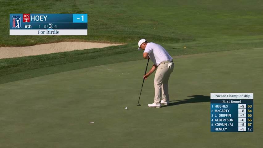 Rico Hoey sinks 7-foot birdie putt on No. 9 at Procore