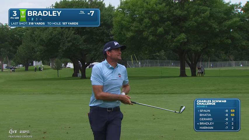 Keegan Bradley's 154-yard approach sets up birdie on No. 3 at Charles Schwab
