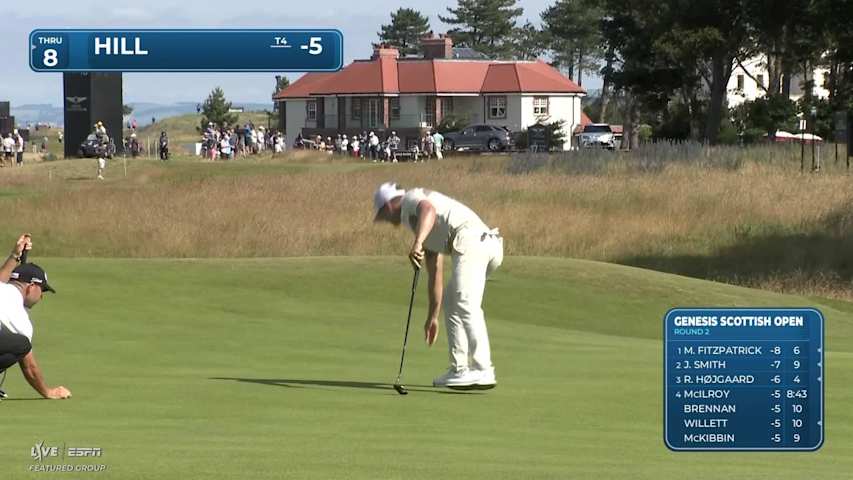 Calum Hill drains 20-foot birdie putt on No. 17 at Genesis Scottish Open