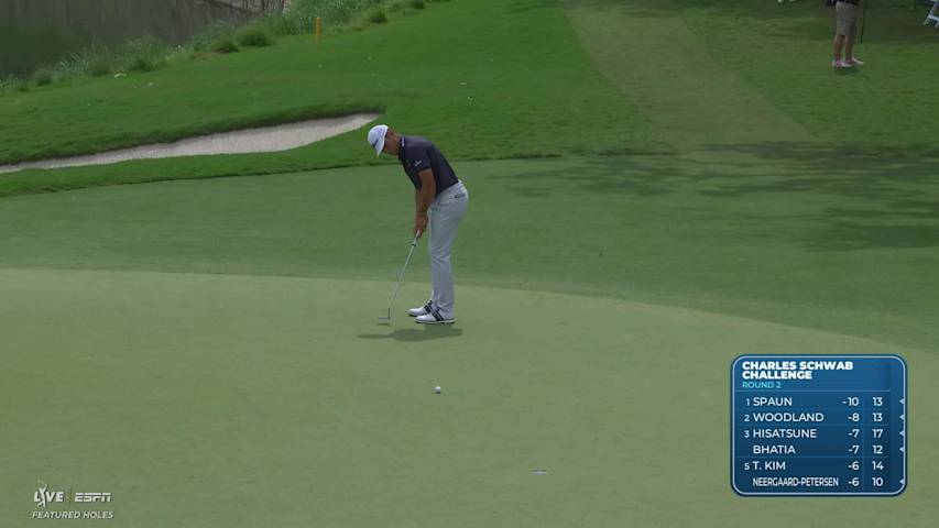 Michael Brennan sinks 20-foot birdie putt on No. 13 at Charles Schwab