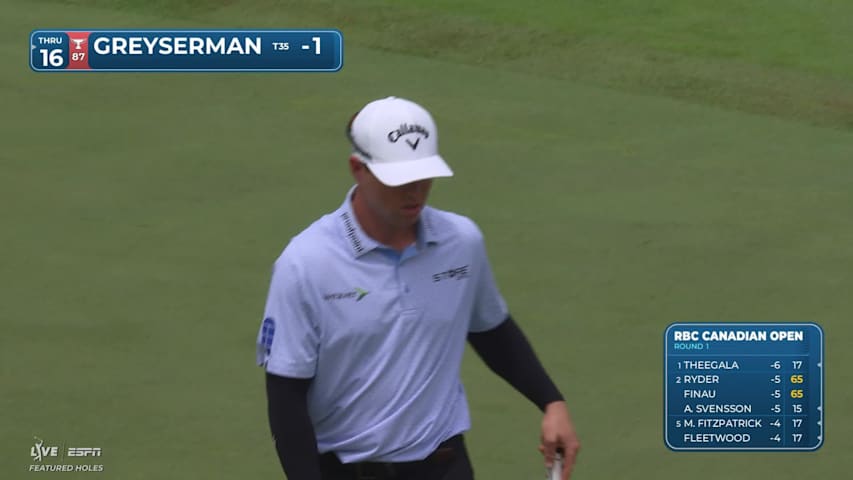 Max Greyserman sinks 28-foot birdie putt on No. 7 at RBC Canadian