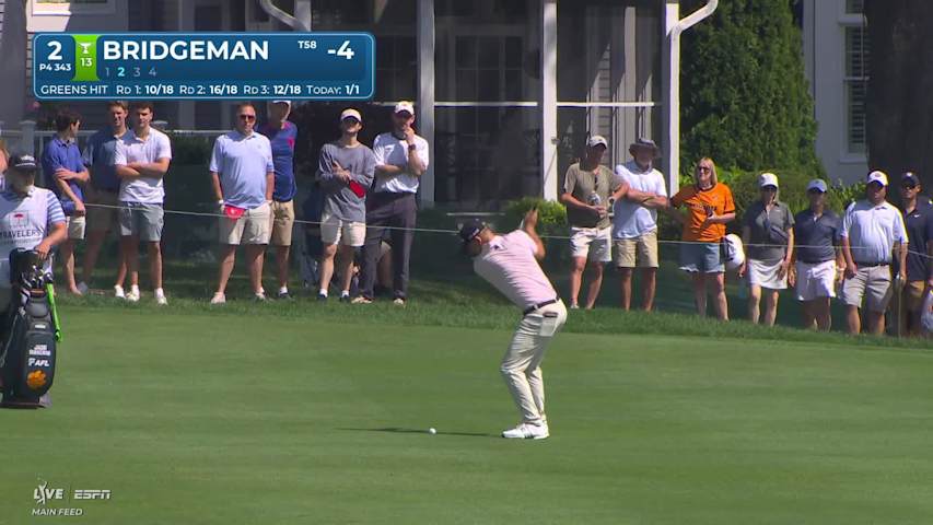 Jacob Bridgeman's 105-yard approach sets up birdie on No. 2 at Travelers