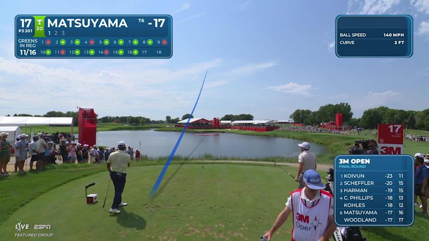 Hideki Matsuyama sinks 41-foot birdie putt on No. 17 at 3M Open