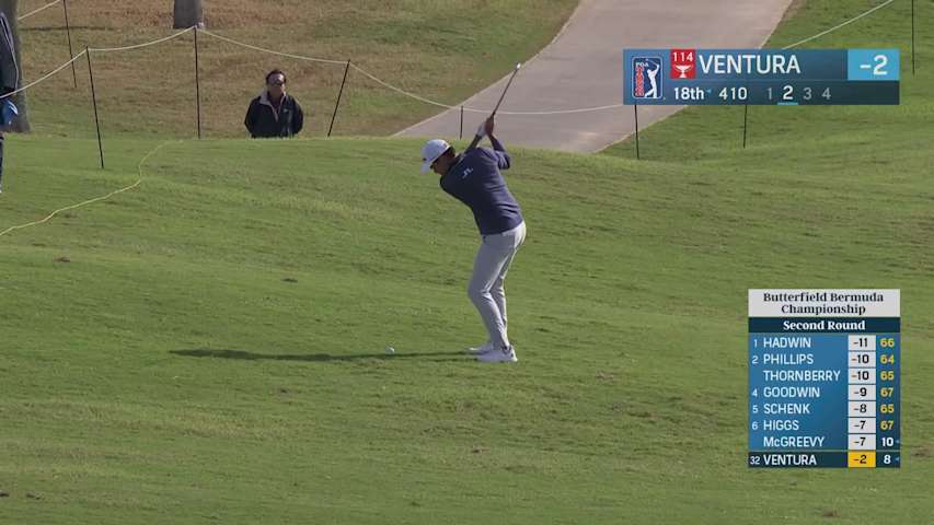 Kristoffer Ventura holes out for birdie on No. 18 at Butterfield Bermuda
