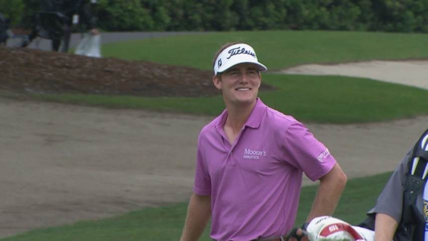 John Peterson holes his beautiful chip shot for eagle at RBC Heritage
