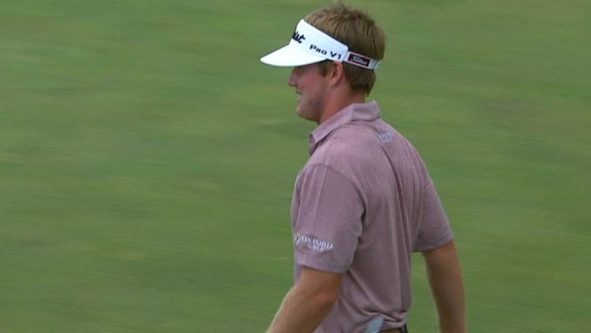 John Peterson’s 30-foot putt rolls downhill for birdie at Quicken Loans