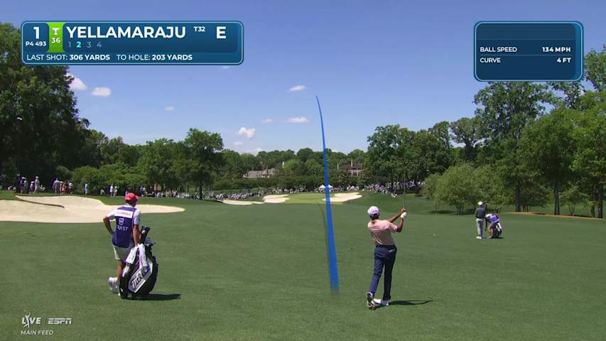 Sudarshan Yellamaraju gets up-and-down from 202 yards for birdie on No. 1 at Truist Championship