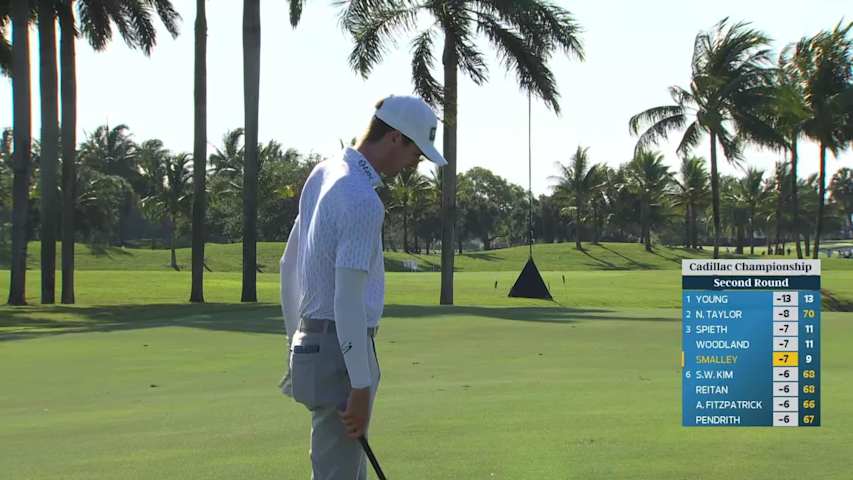 Alex Smalley sinks 28-foot birdie putt on No. 10 at Cadillac