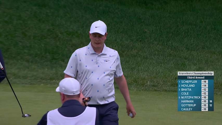 Robert MacIntyre drains 12-foot birdie putt on No. 3 at Travelers
