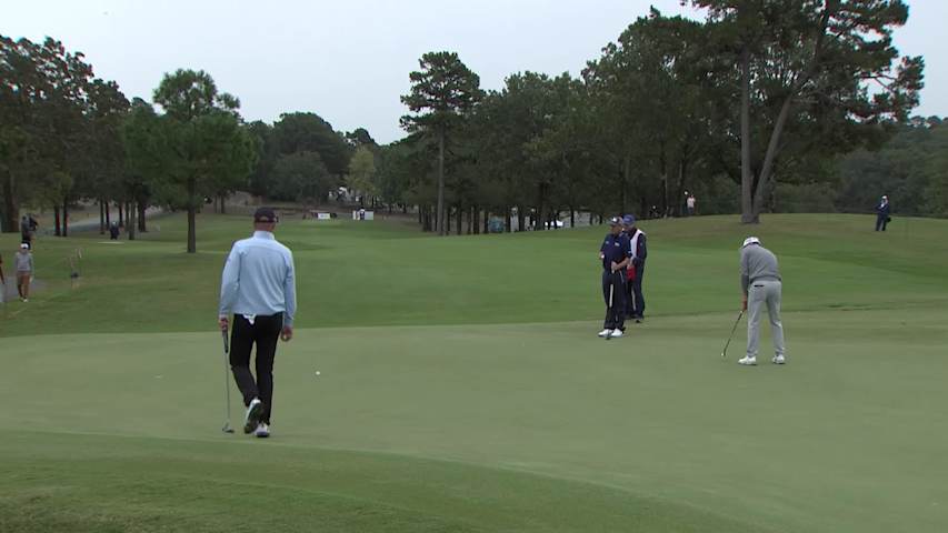 Justin Leonard makes birdie putt on No. 11 at Simmons Bank Championship
