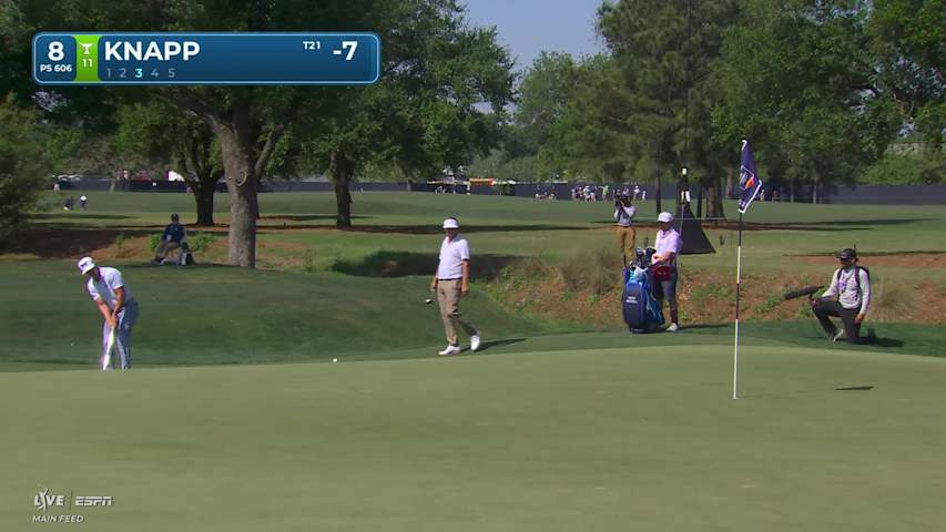 Jake Knapp taps in from 1 foot for birdie on No. 8 at Texas Children's