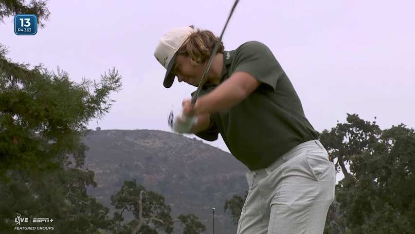 Garrick Higgo sinks 34-foot birdie putt on No. 13 at Procore