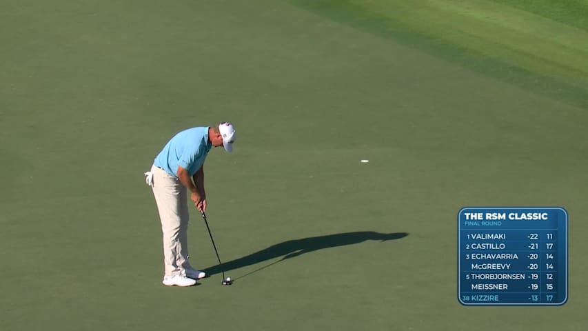 Patton Kizzire sinks 20-foot birdie putt on No. 18 at The RSM Classic